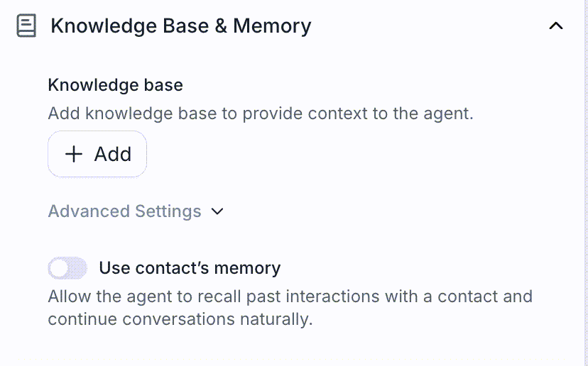 Turning on contact memory recall for an agent