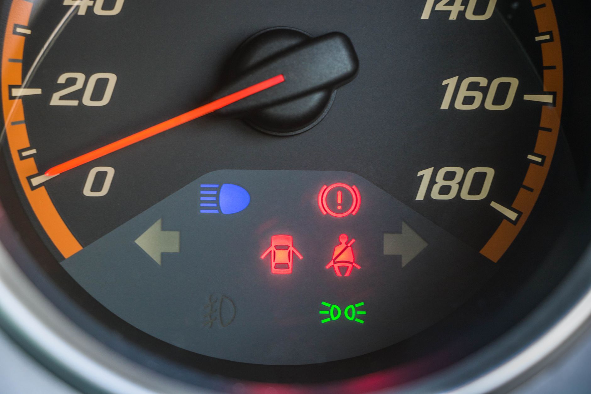 Warning lights on a car instrument cluster