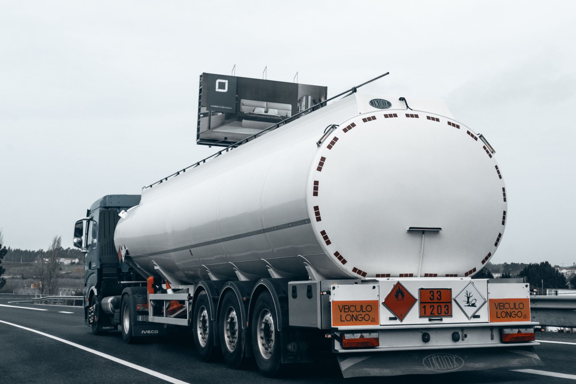 Fuel tanker truck on a delivery route