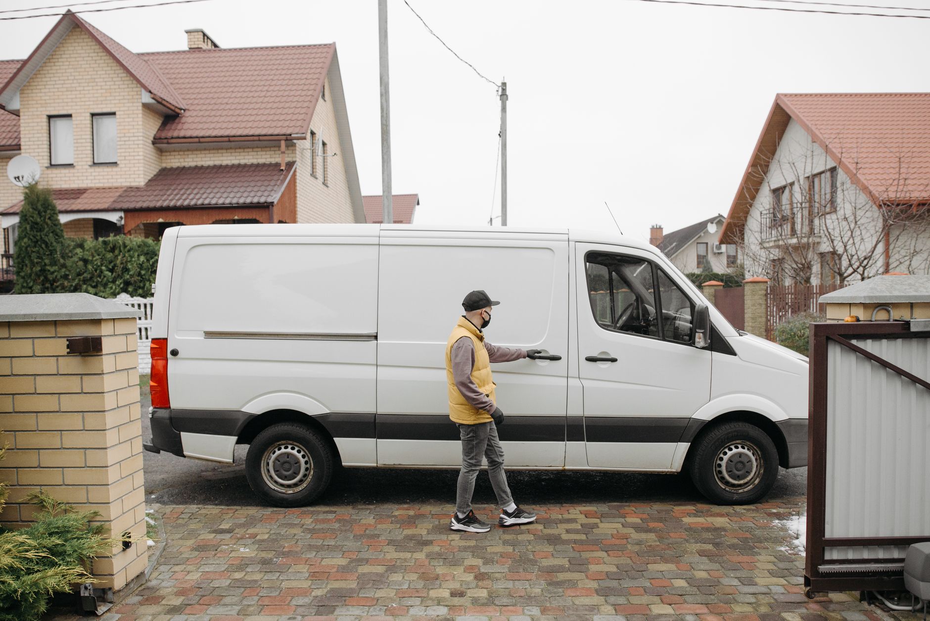 Service van parked outside a home
