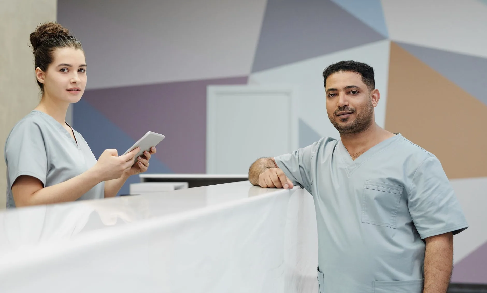Front desk staff at a clinic reception