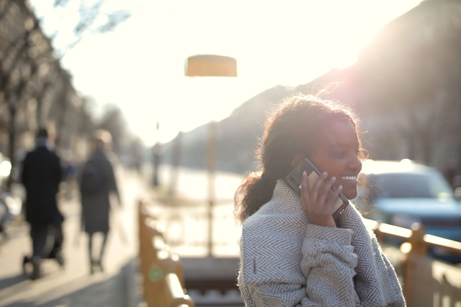 Woman talking on her phone outdoors