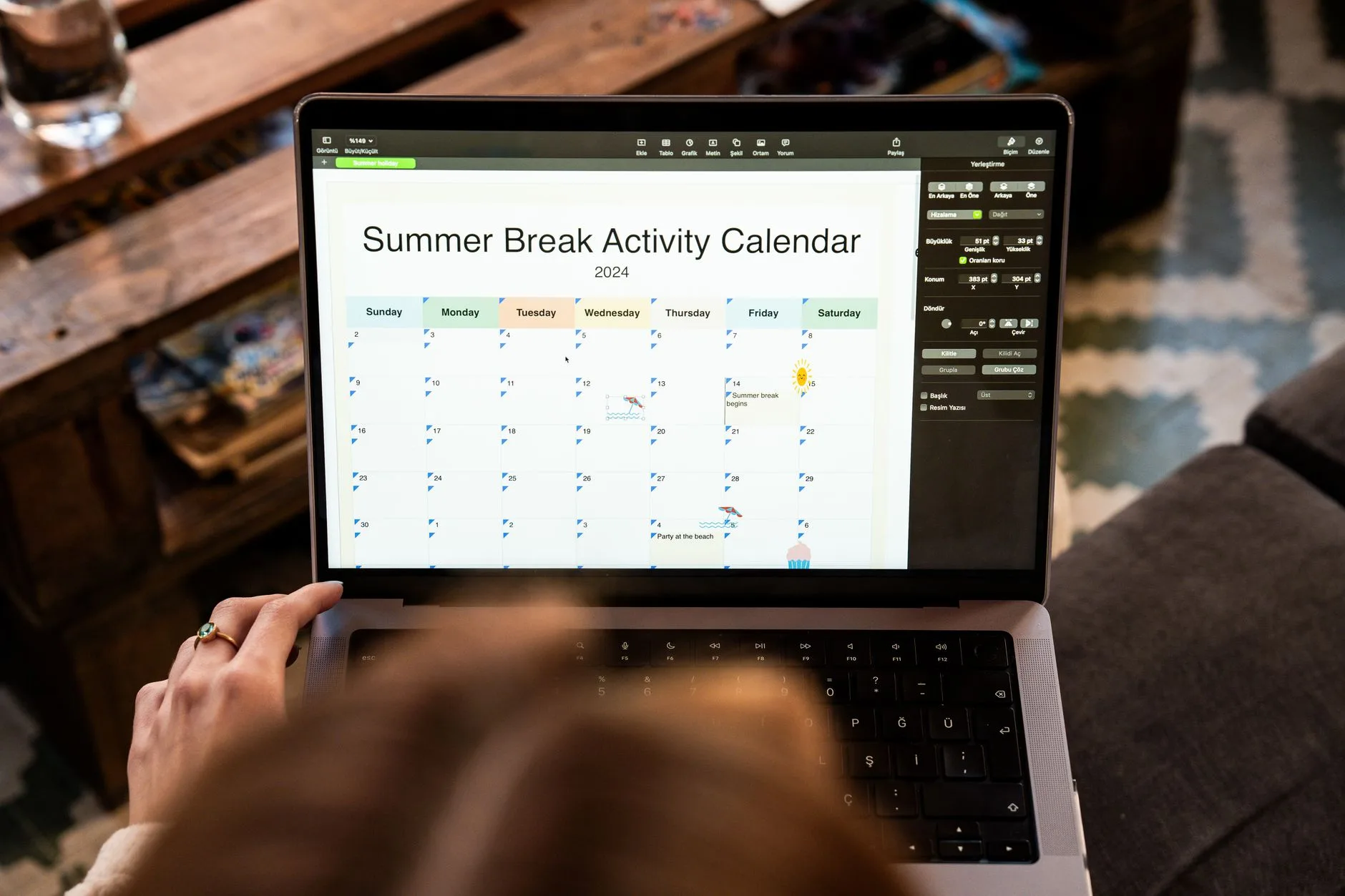 Laptop screen showing a monthly calendar