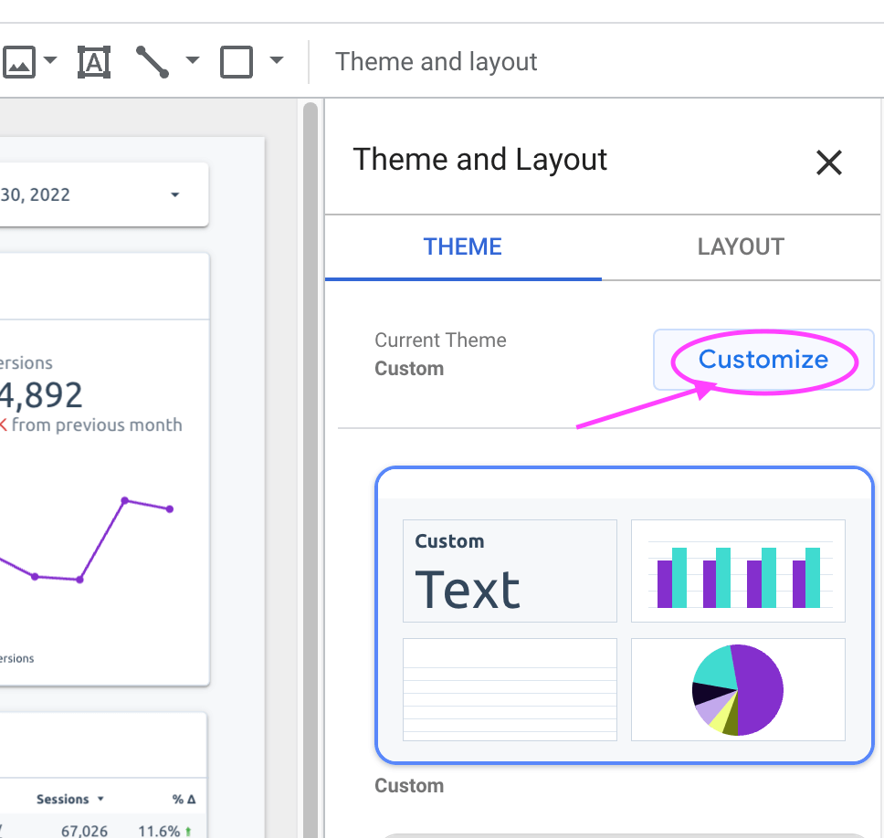 Looker studio change theme settings