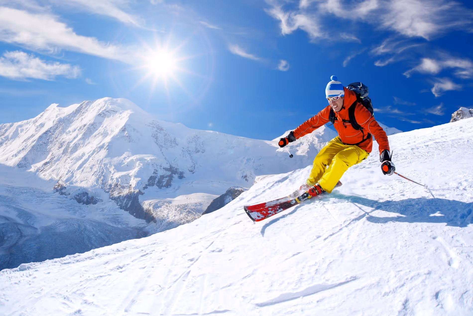 Man skiing down mountain