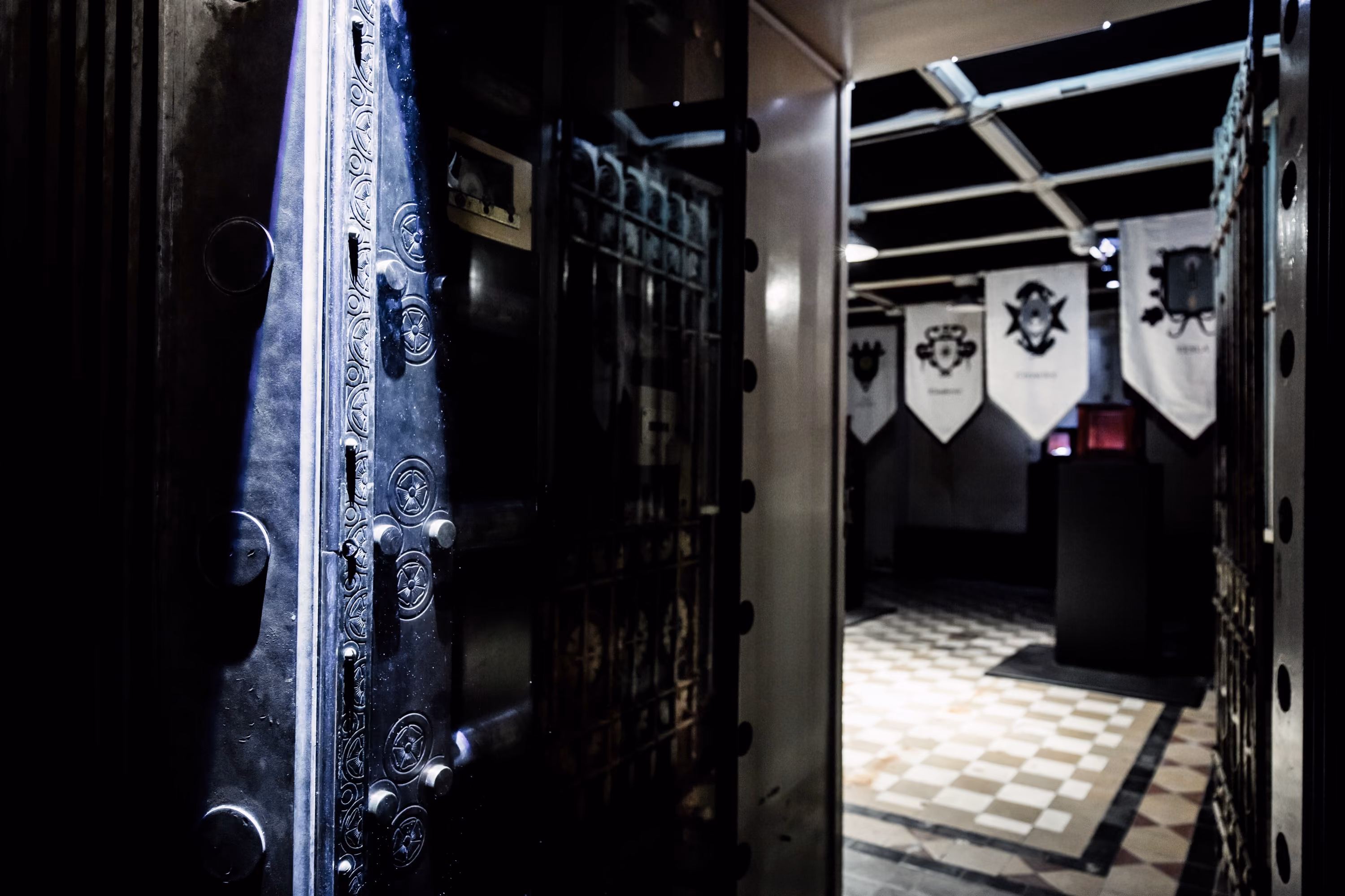 The right vault door inside The Vault escape room at Sherlocked