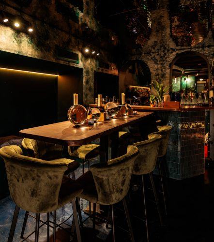 A private group corner at the bar