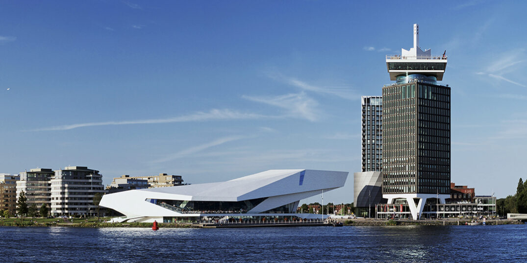 view of the Eye Filmmuseum, next to the A'DAM Tower