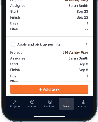 Screenshot of an activity log for an estimate