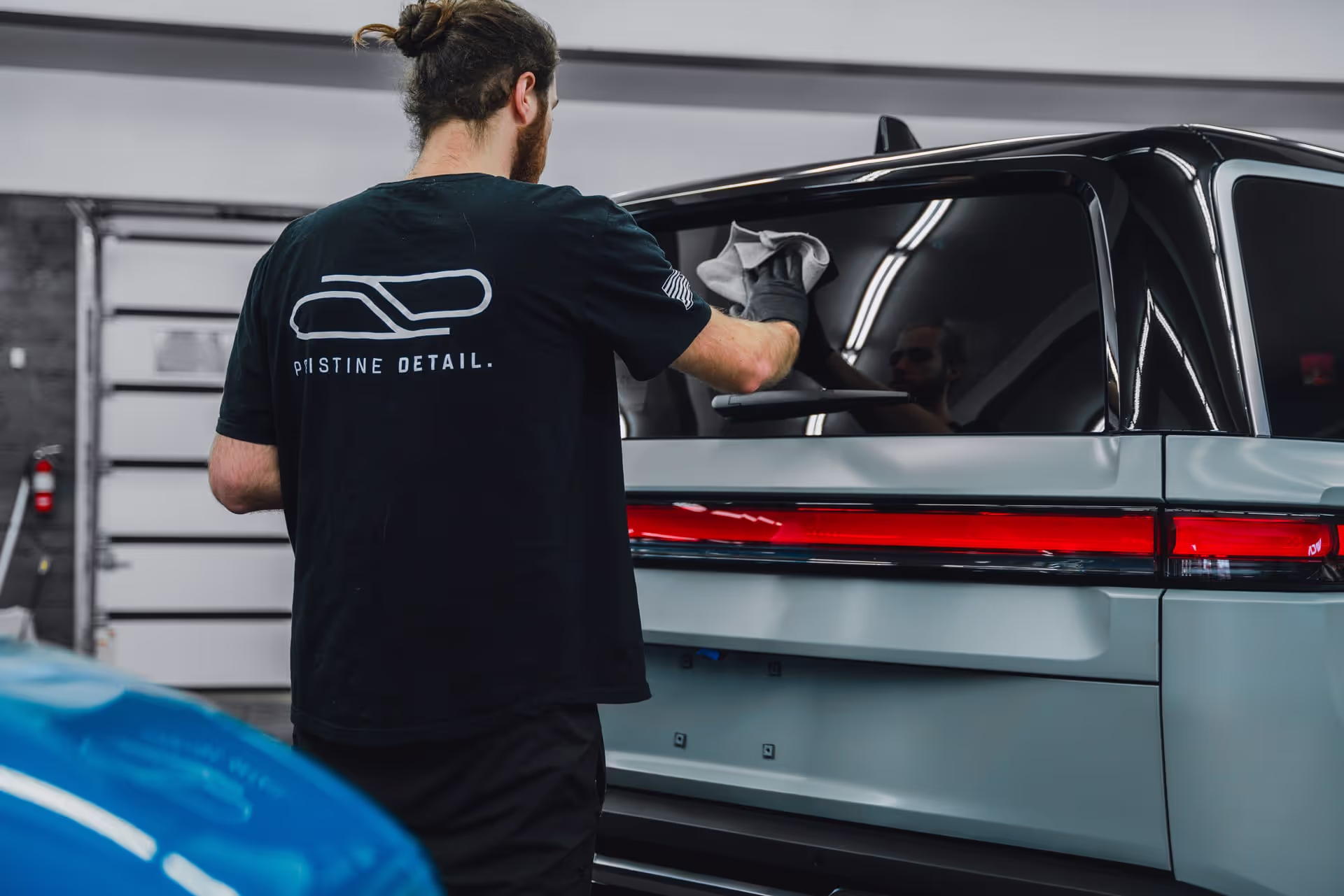 pristine detail worker is doing his job