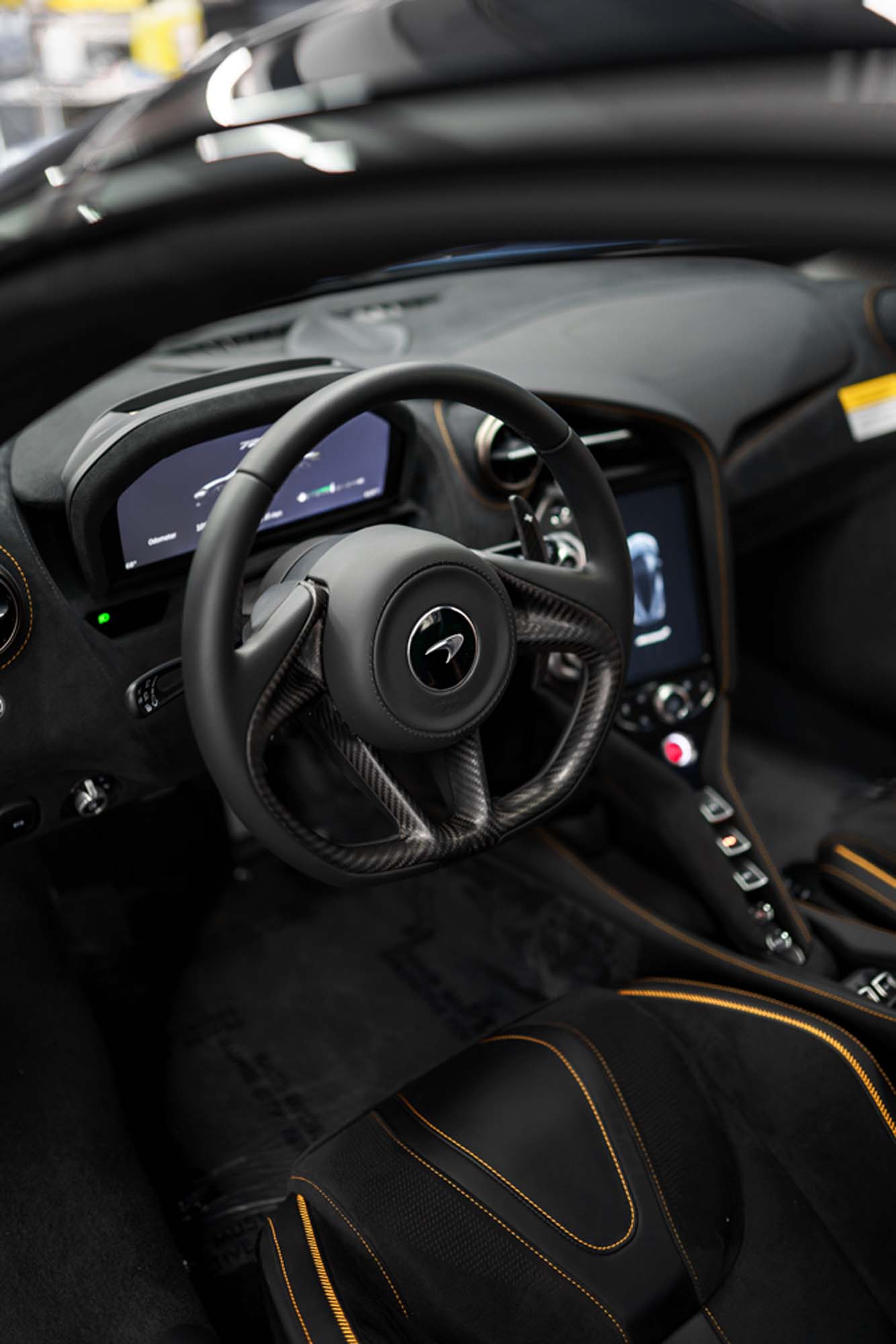 McLaren 720S cockpit and steering wheel after an interior detail