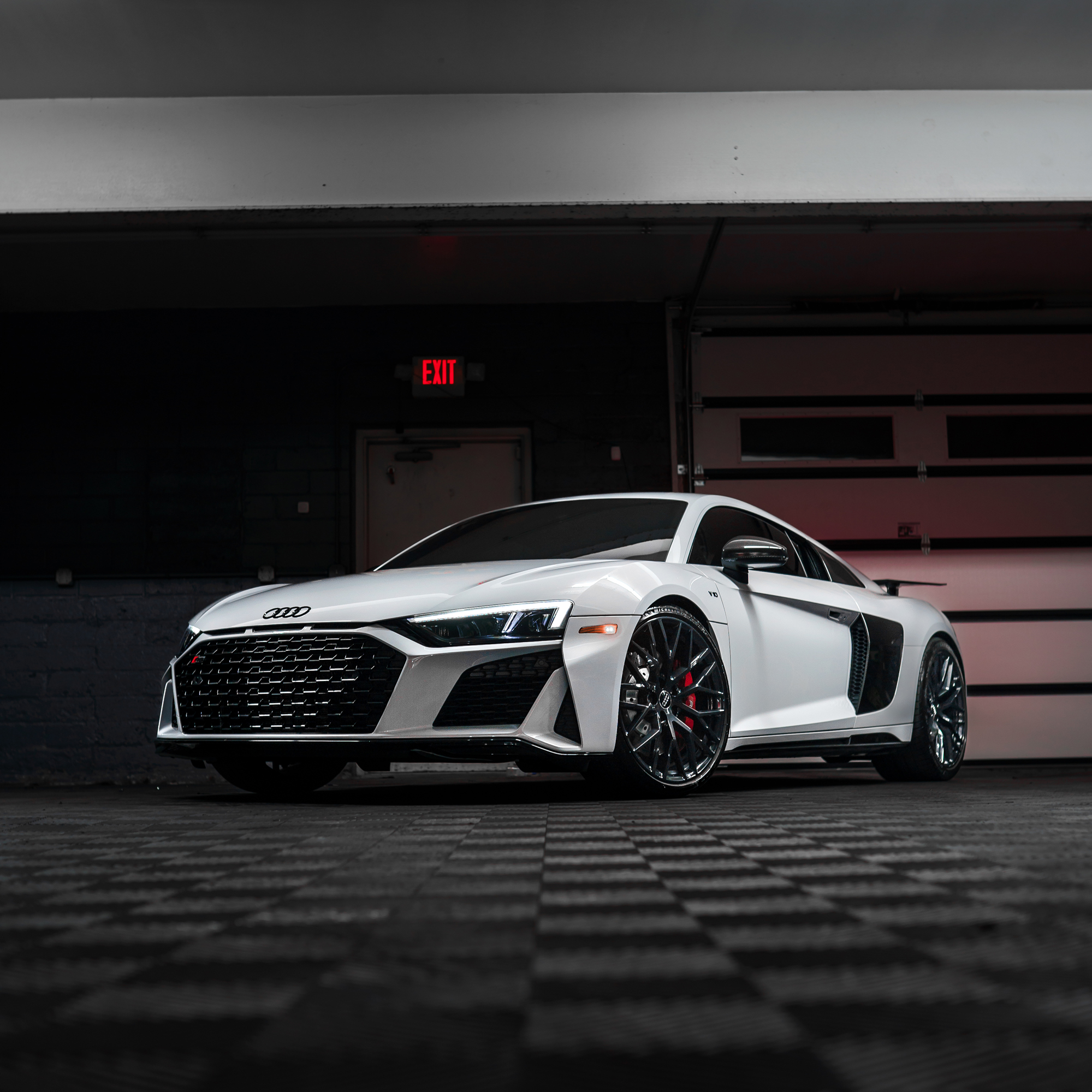 White Audi R8 with paint protection film and ceramic coating at Pristine Detail