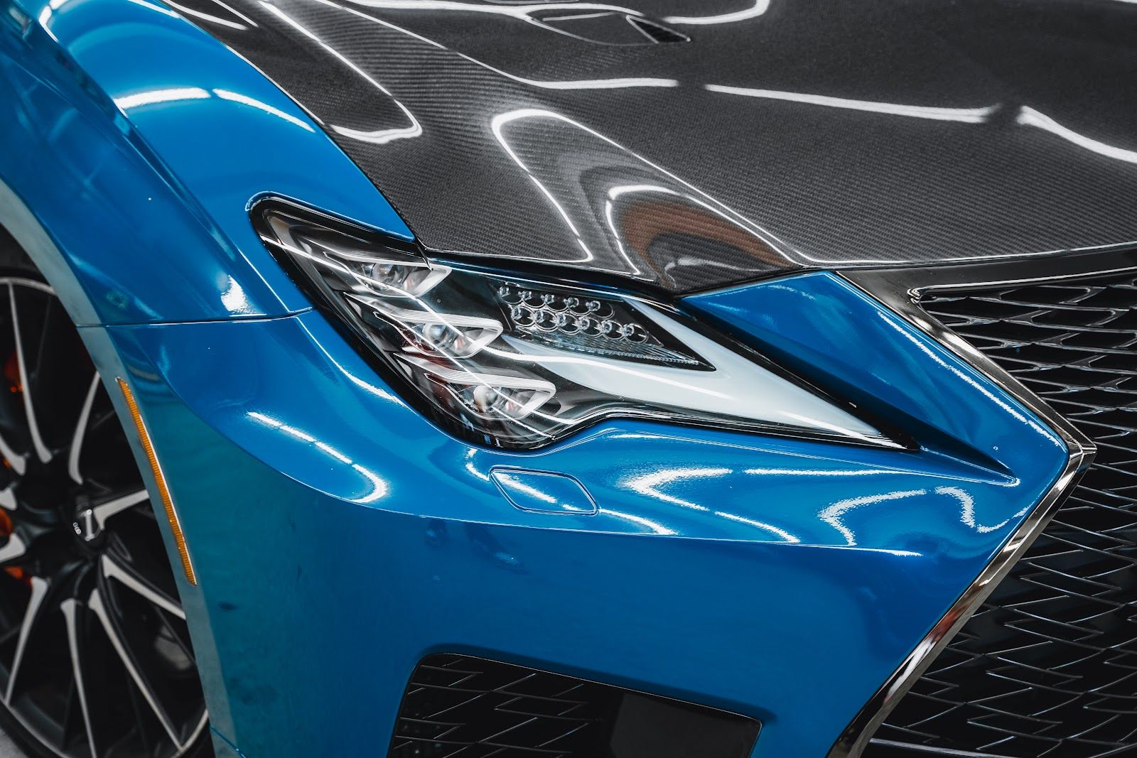 Blue Lexus RC F with carbon fiber hood at Pristine Detail in Edina, MN, photo 1