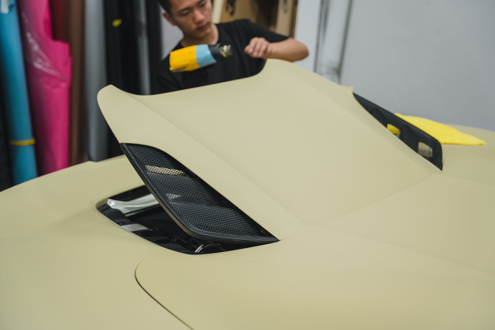 Cream Ferrari 488 Spider at Pristine Detail in Edina, MN, photo 5