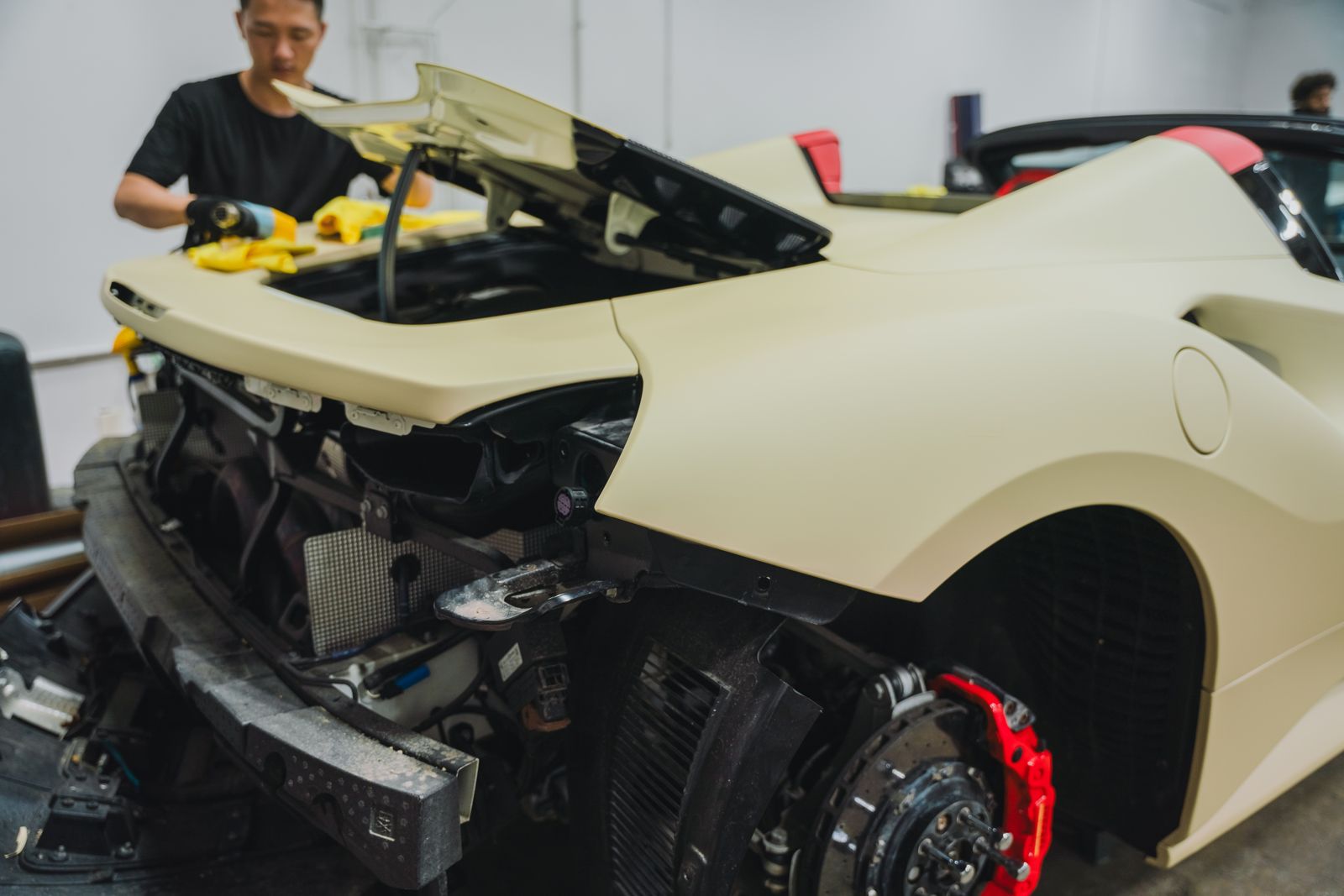 Cream Ferrari 488 Spider at Pristine Detail in Edina, MN, photo 6