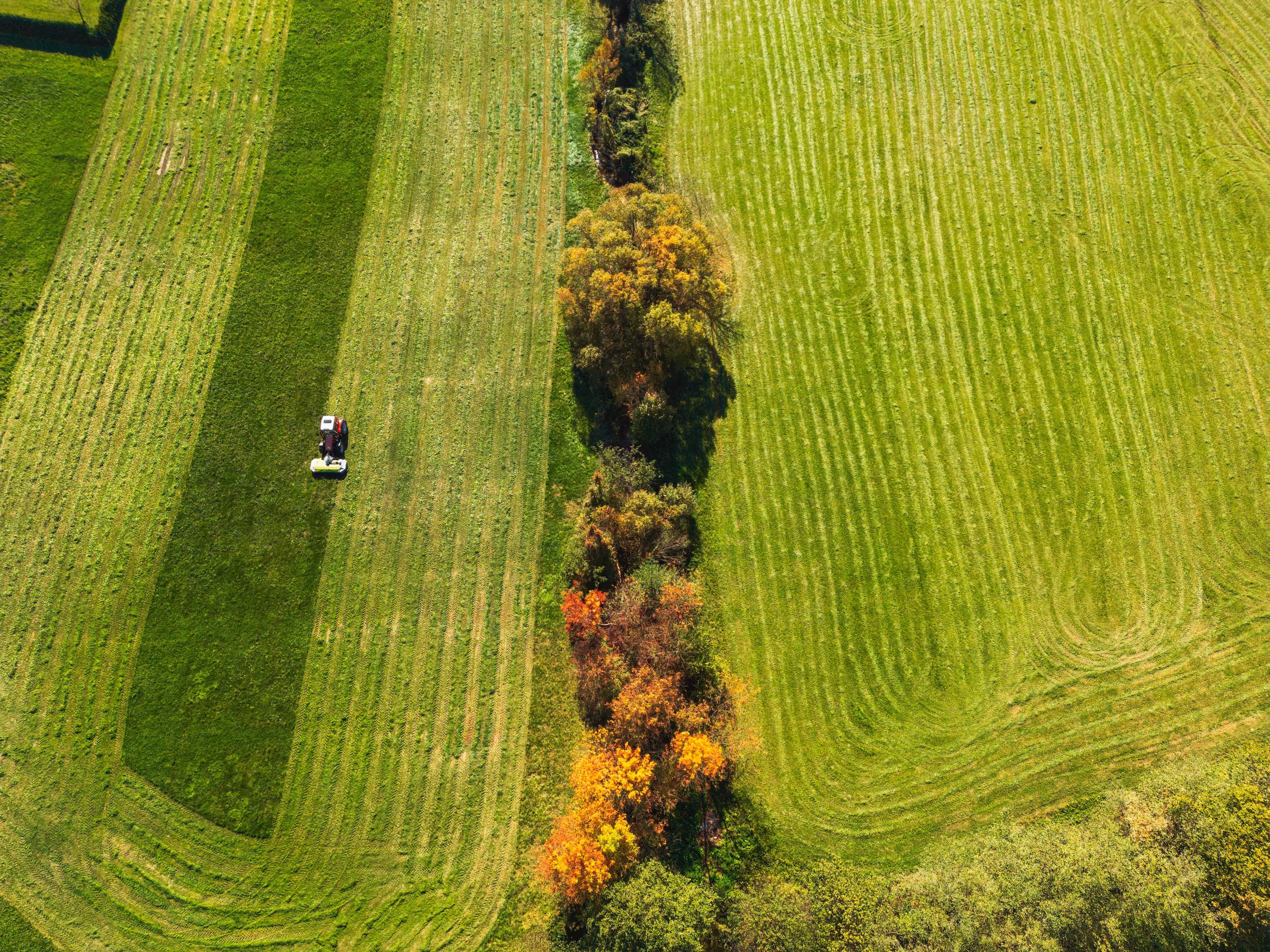 Tractor mowing