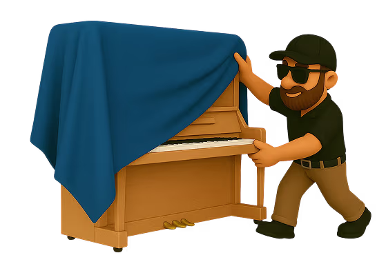 Mover covers piano with moving blanket