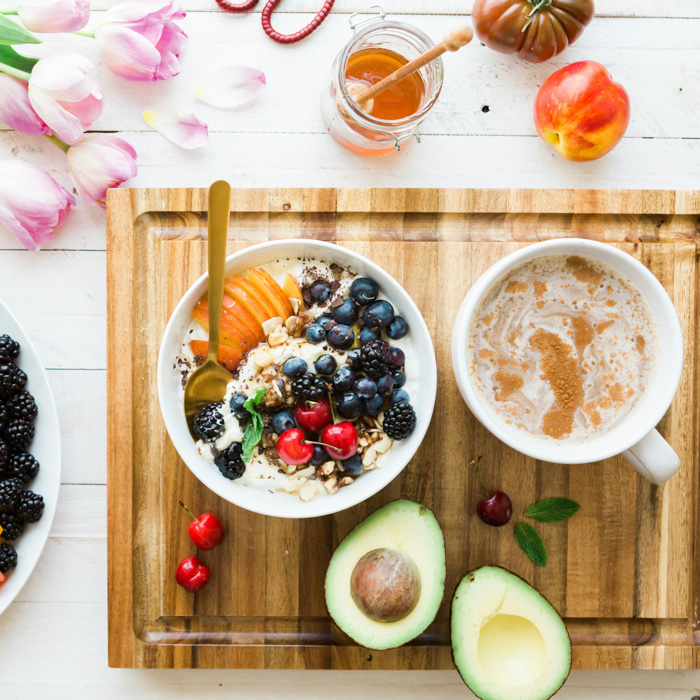 healthy food on a marble countertop