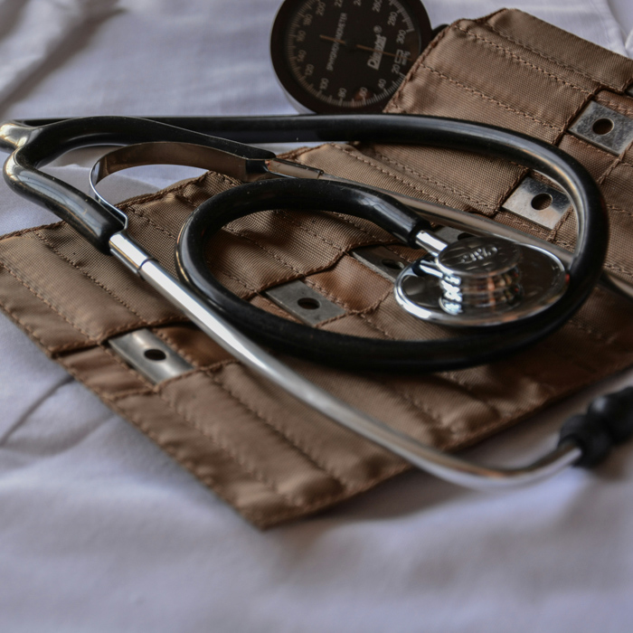 medical tools on a white cloth