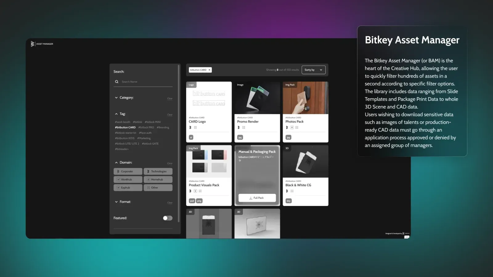 Screenshot of the Bitkey Asset Manager User Interface