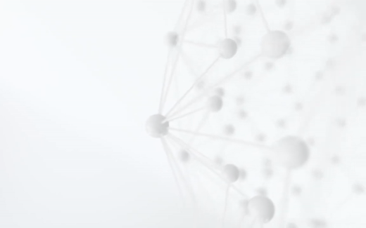 An artistic render of a net of glass spheres moving like an organism