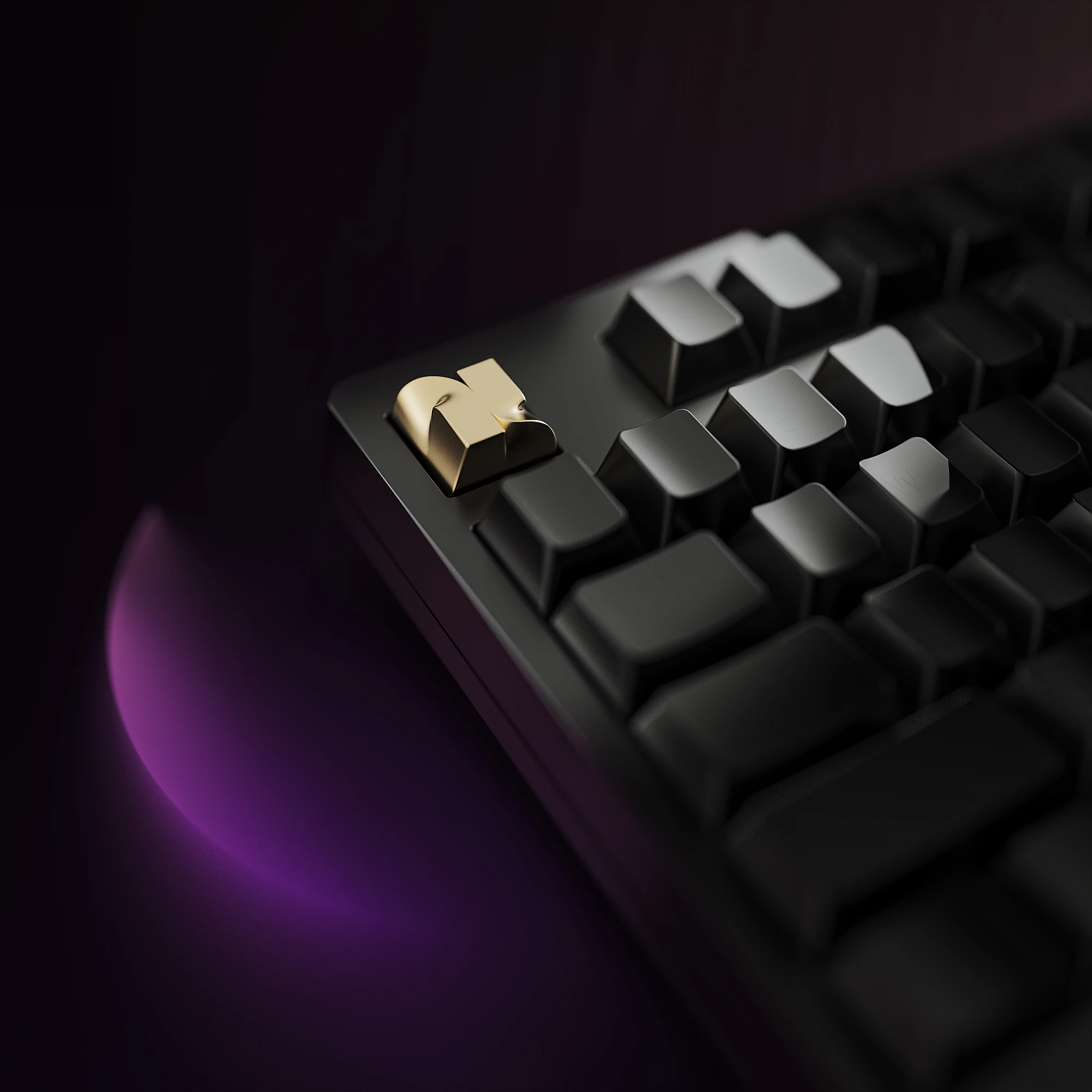 A golden keycap on a black keyboard