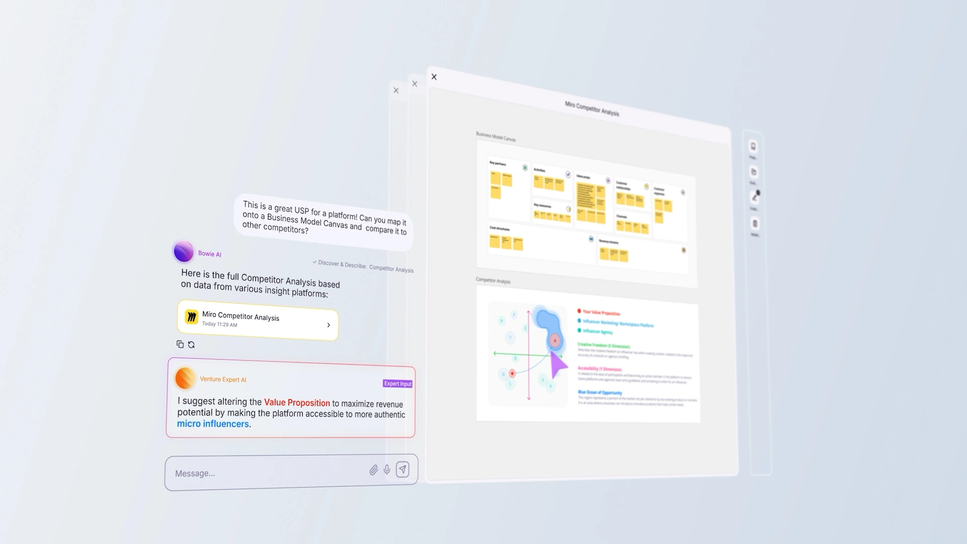 Screenshot from the project vinci promo showing AI suggesting a prototype in a chat window