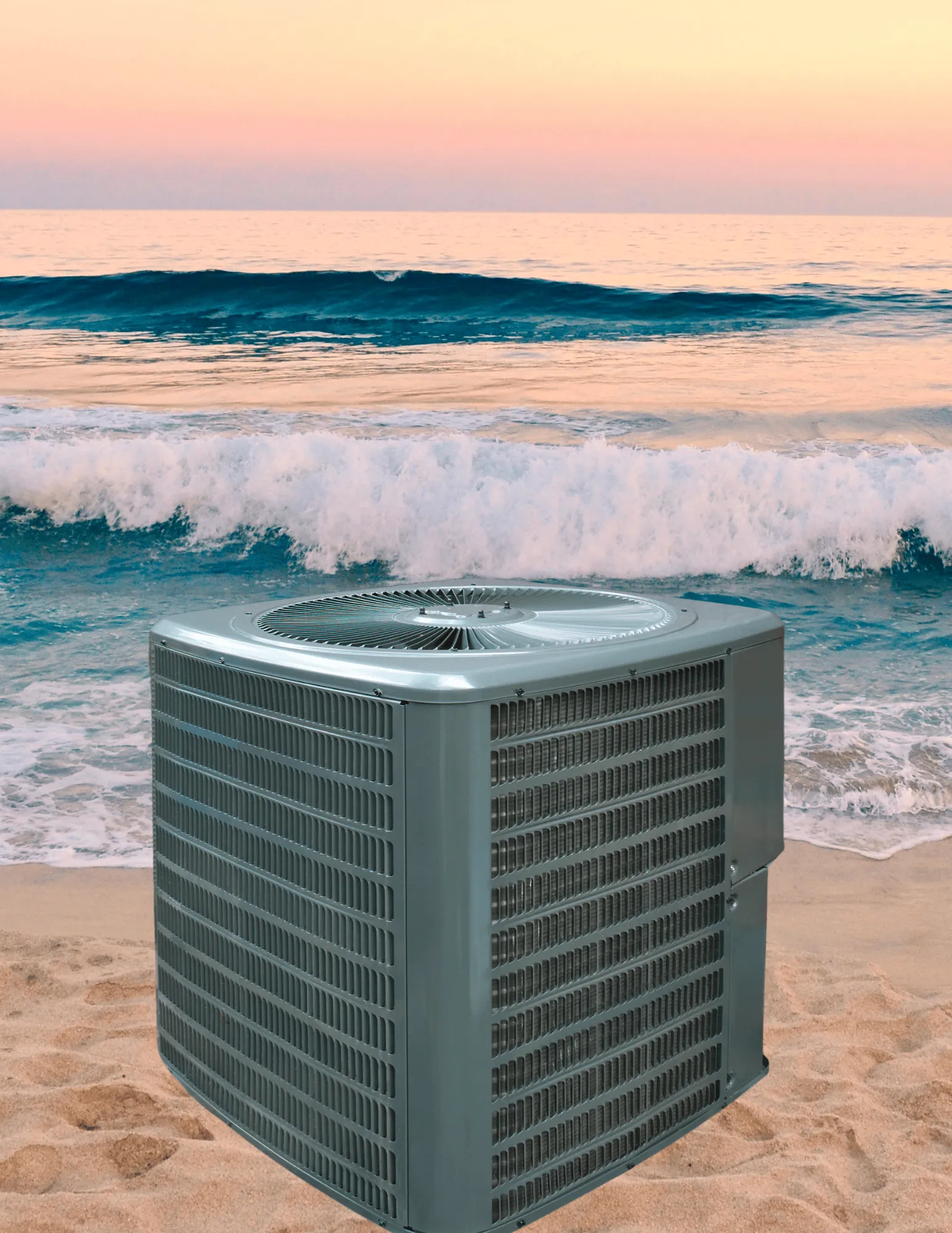 HVAC unit sitting on the beach