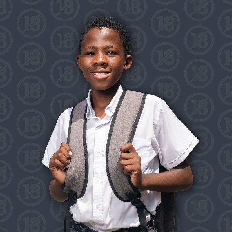 A young Maker of Tomorrow wearing a backpack