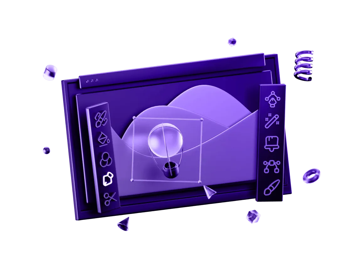 web design software 3D graphics in purple