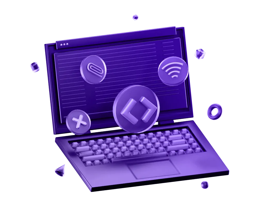 web development 3D graphics in purple