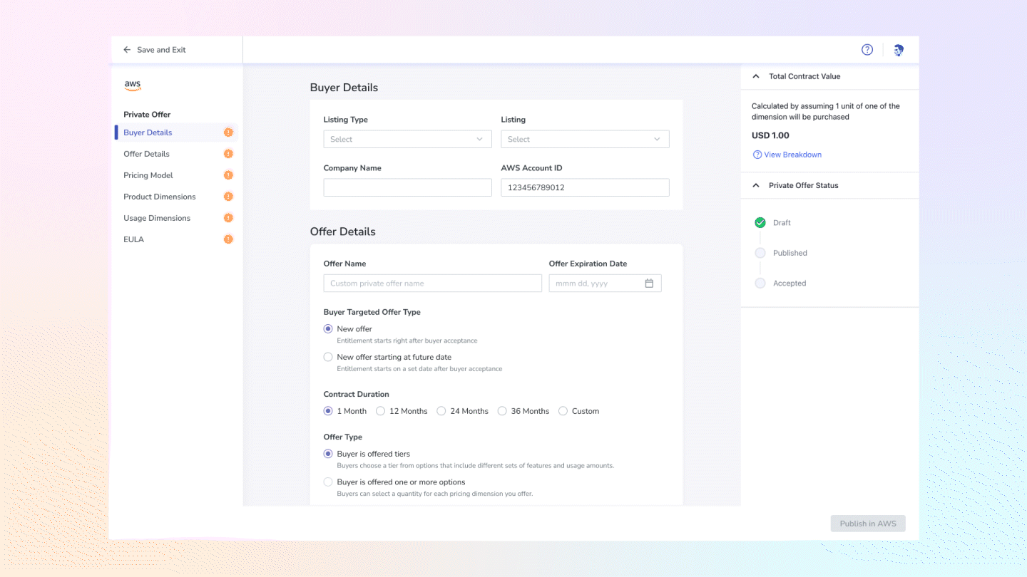 Private offer pre-publish review flows