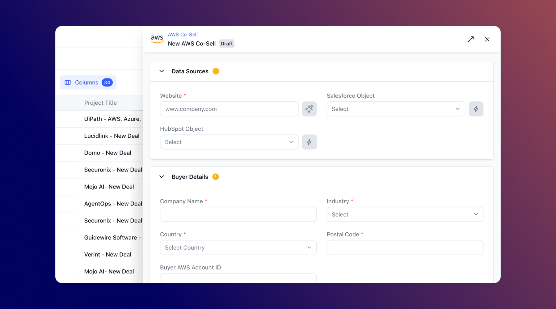 Clazar product UI image for New AWS Co-Sell