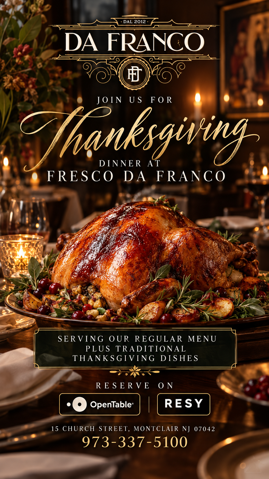 Thanksgiving Dinner at Fresco Da Franco - Thursday, November 26th