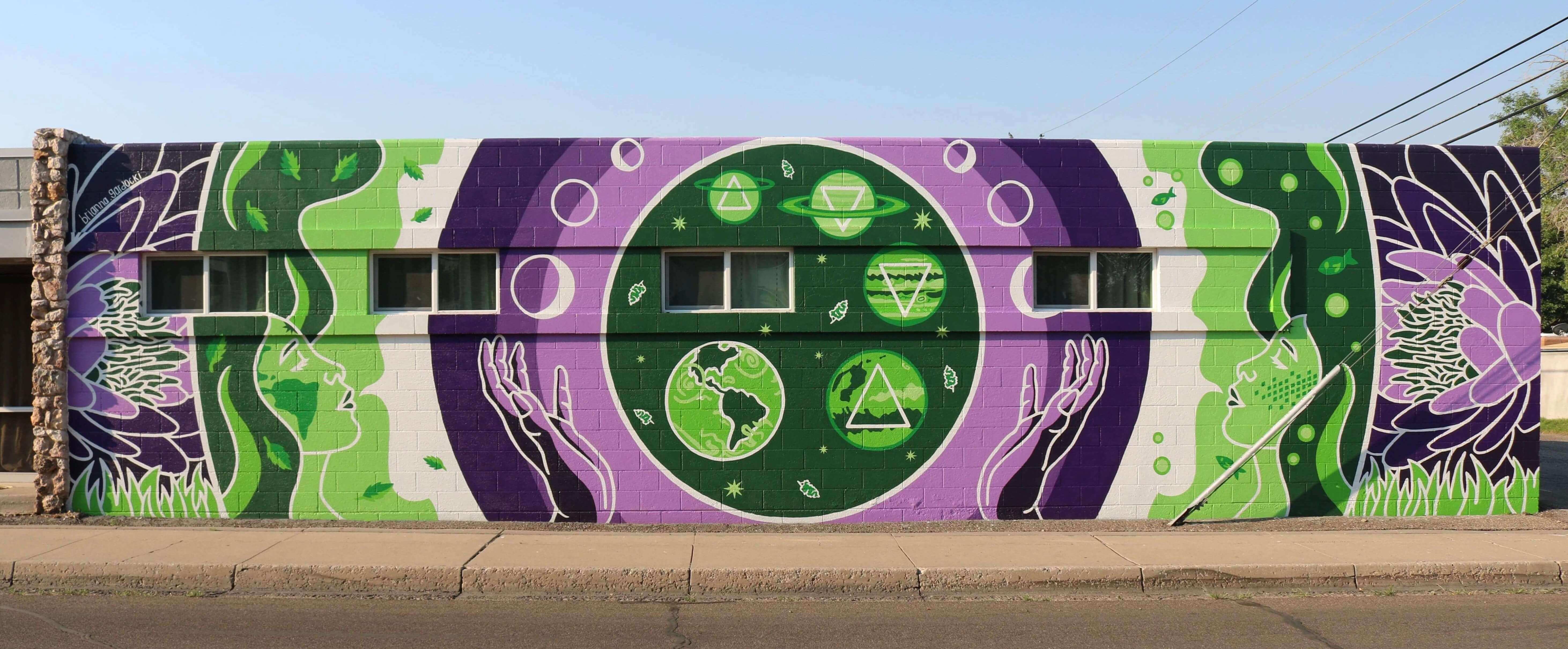 Custom exterior mural by Brianna Gardocki for Alchemy Wellness in Albuquerque, New Mexico