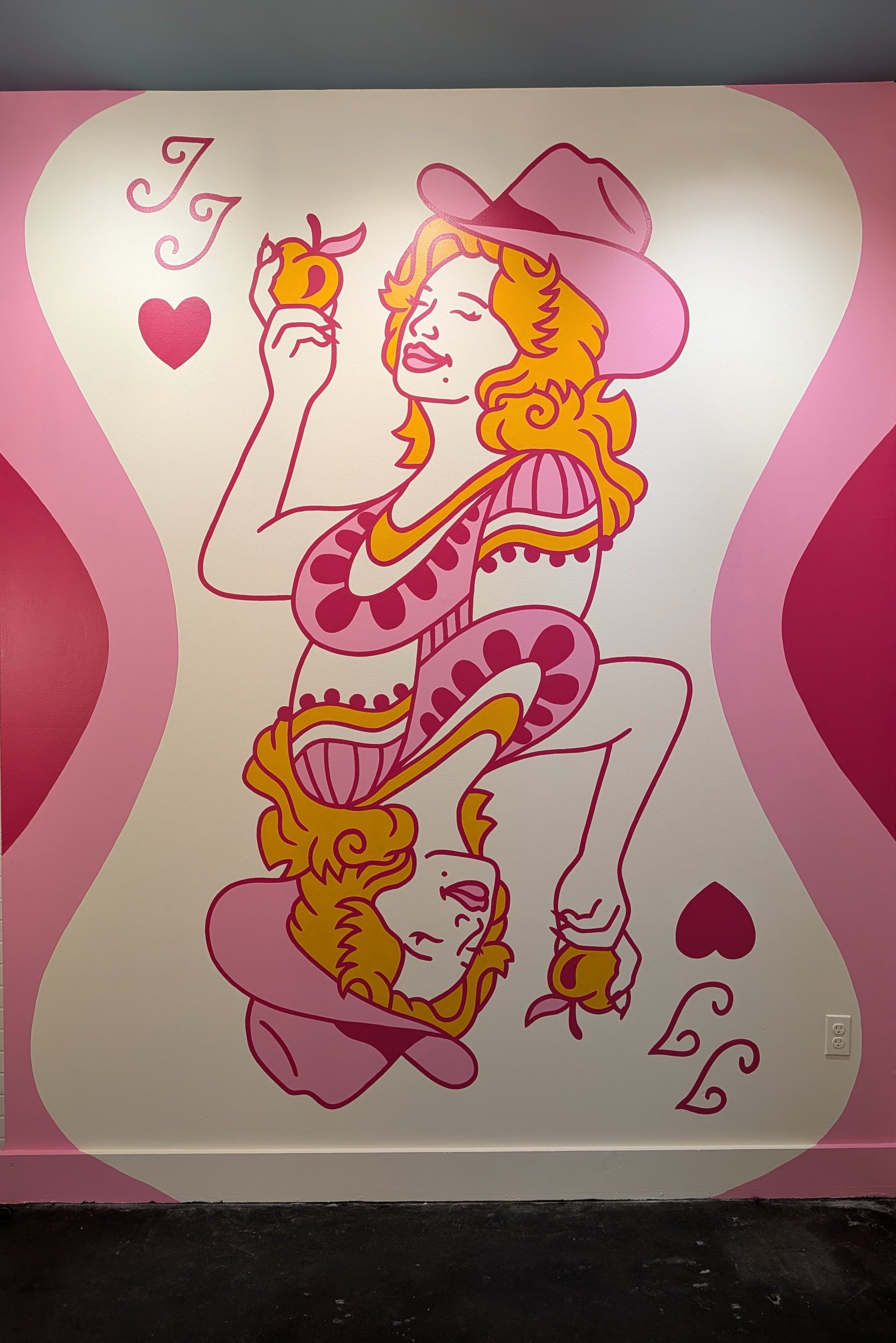 Finished detail of Jolene Jolene of Hearts, an interior mural by Brianna Gardocki