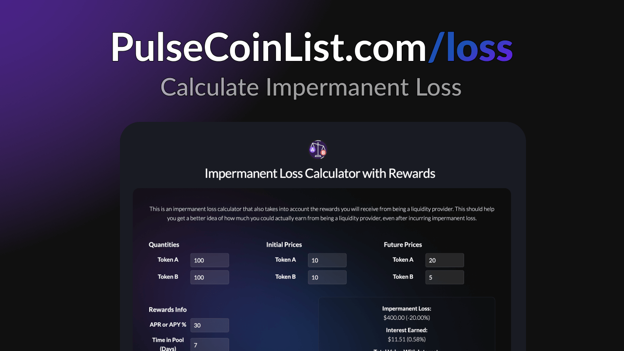 Impermanent Loss Calculator with Rewards (APY / APR)