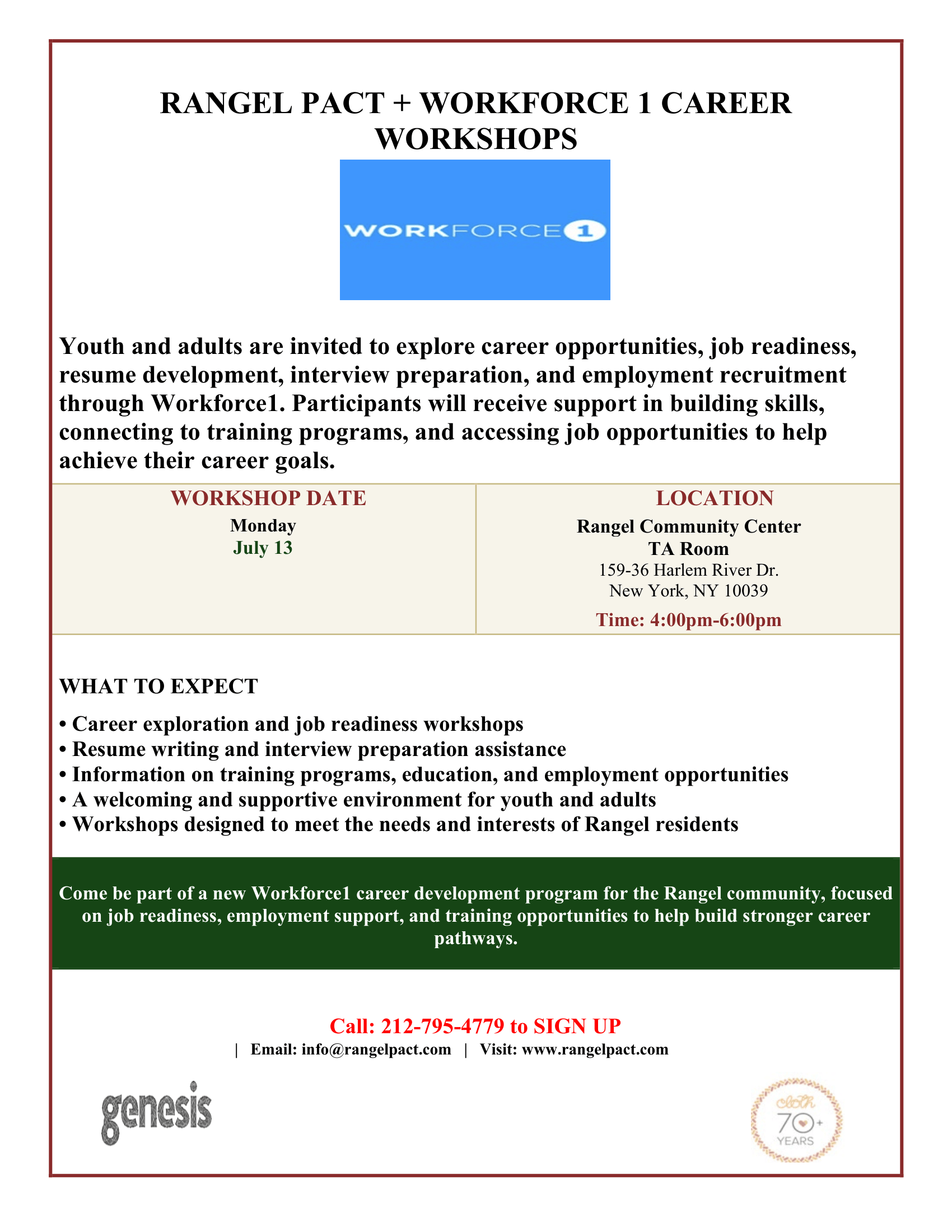 Rangel Pact Workforce1 Career Workshops