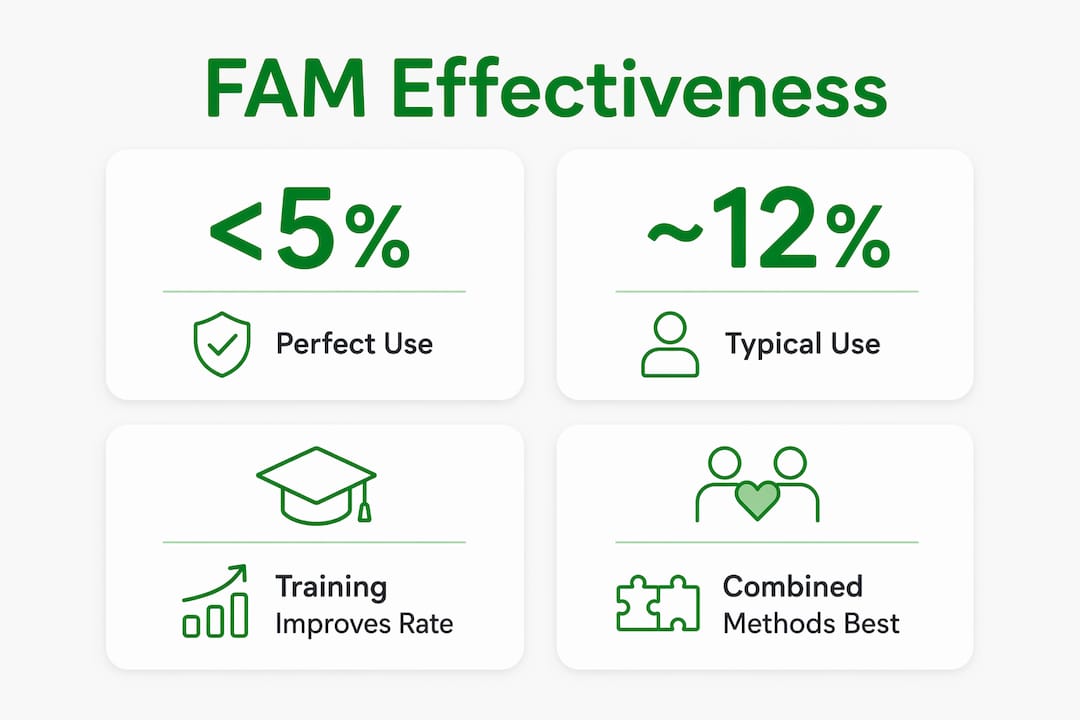 Infographic showing fertility awareness effectiveness statistics