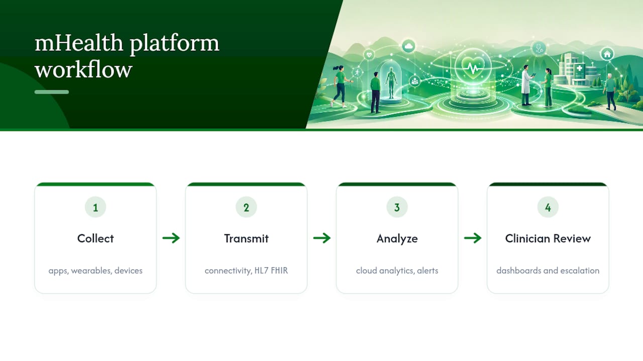 Diagram of mobile health platform four components