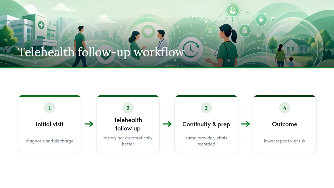 Telehealth follow-up workflow and repeat visit risk