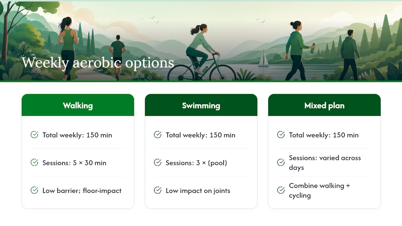 Weekly aerobic activity schedule options