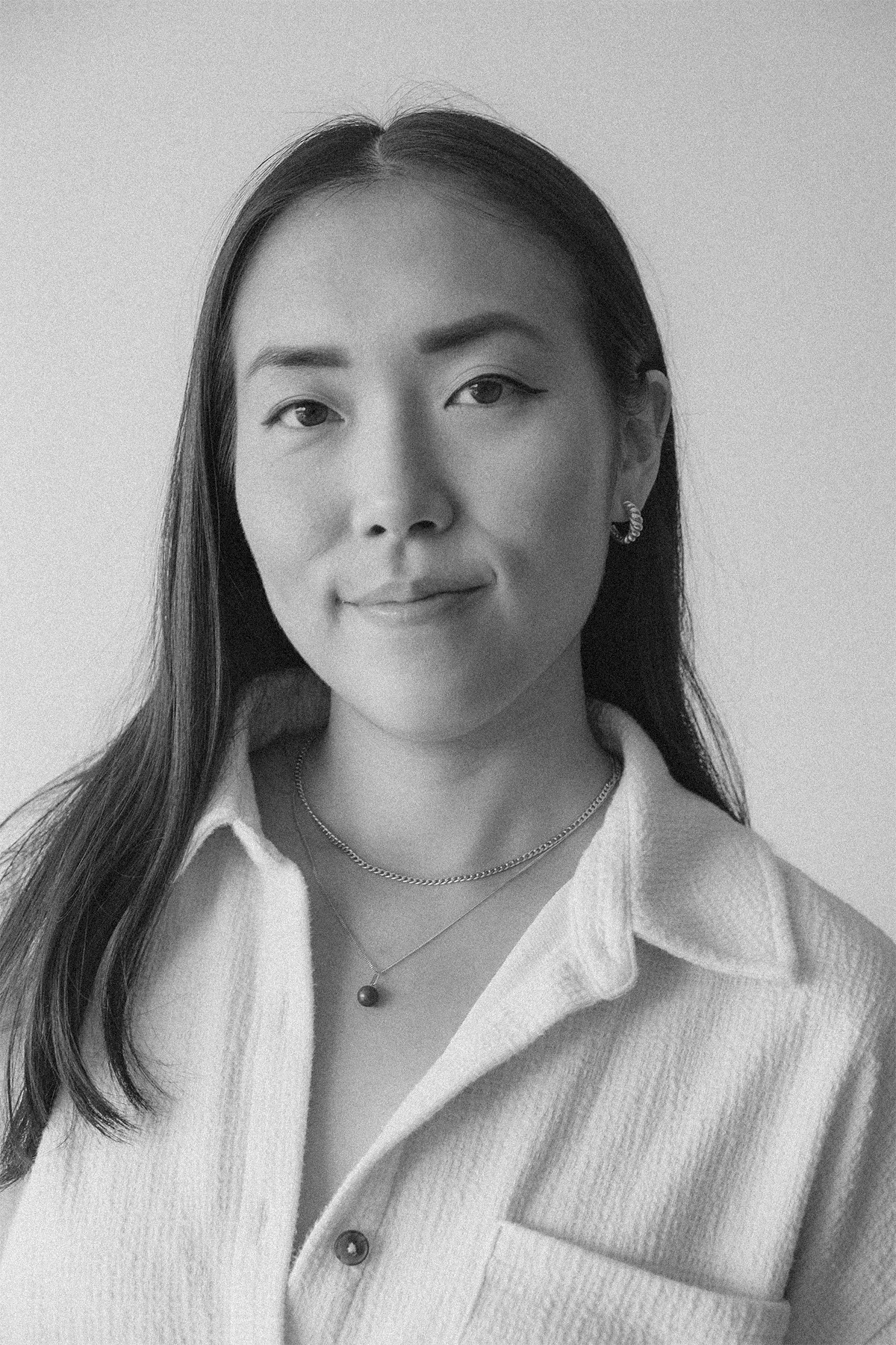 black and white portrait of an asian woman