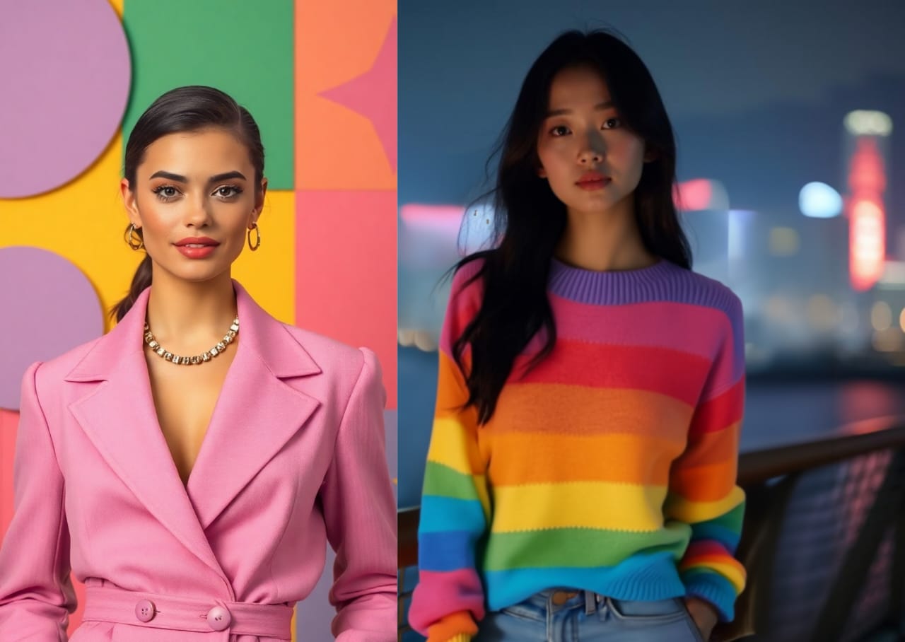 Two contrasting AI character portraits from the QuickAds AI influencer generator page