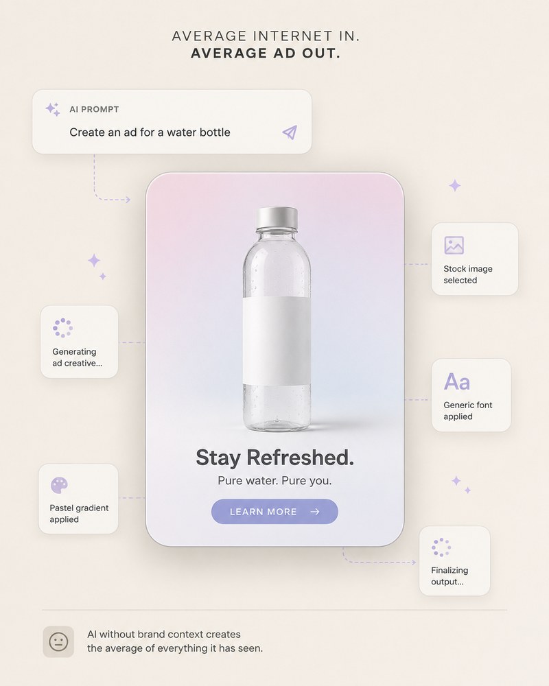 A generic ad from a blank prompt: pastel, stock, could be any brand