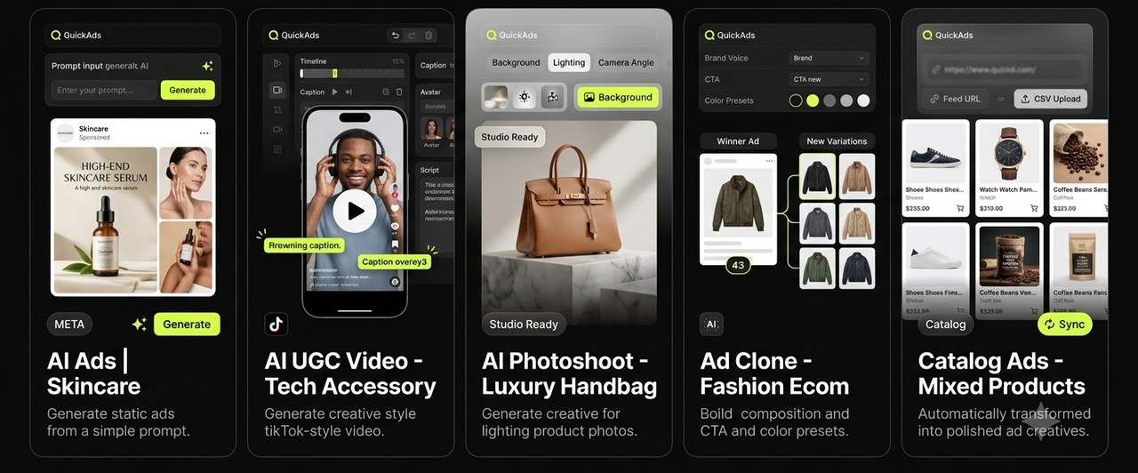 The Quickads formats shown as a grid