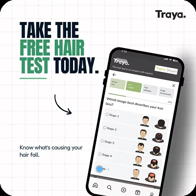 Hair test app ad, Traya