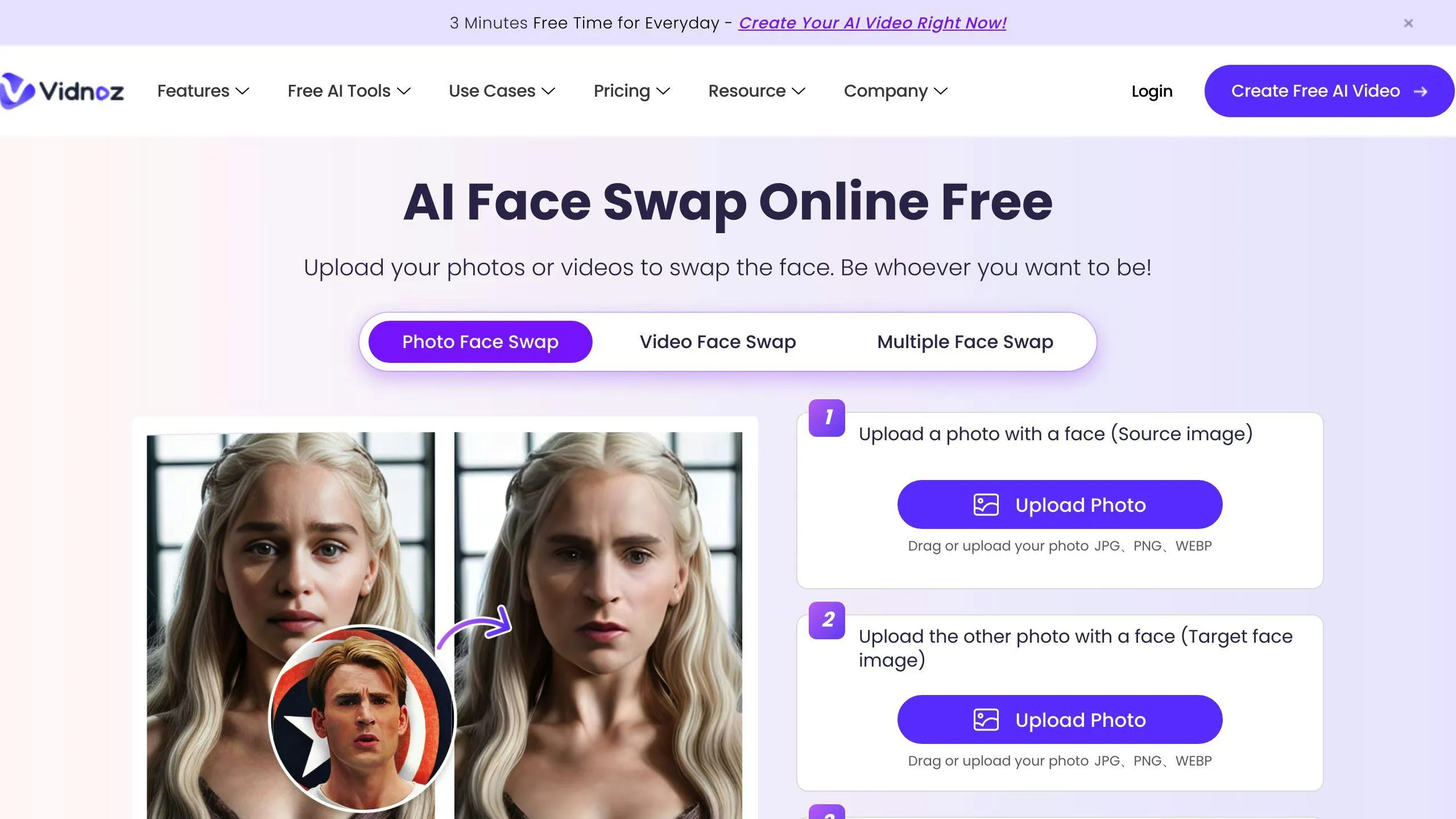 Vidnoz Face Swapper