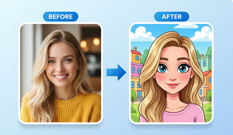Generate stunning cartoon images and videos instantly. Switch between styles, themes, and tones effortlessly.
