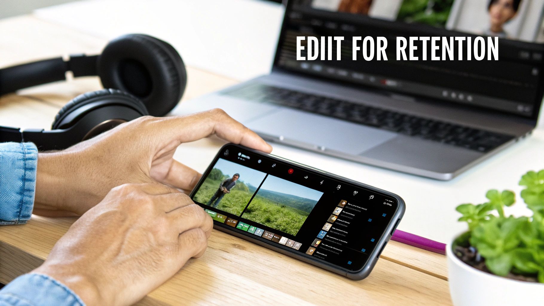 A person optimizing a YouTube Short on their phone